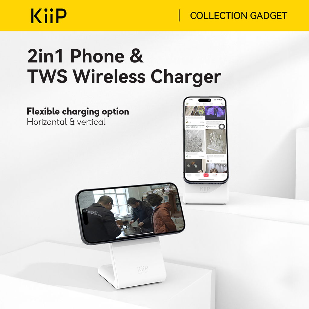 Kiip Wireless SPM2 Pro 2in1 Magnetic Wireless Charger Stand Tws Airpods Charging Magsafe Holder