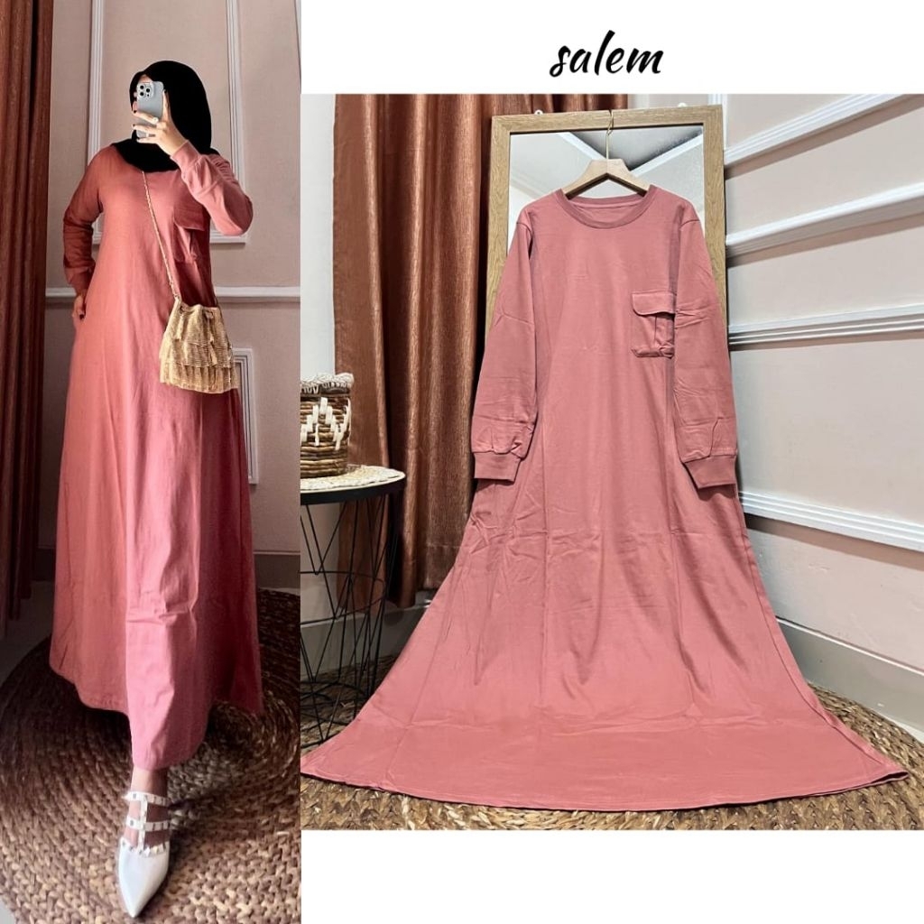 GAMIS SAKU POLOS // GAMIS DRESS MAXY LENGAN PANJANG ORIGINAL JEVANNI
