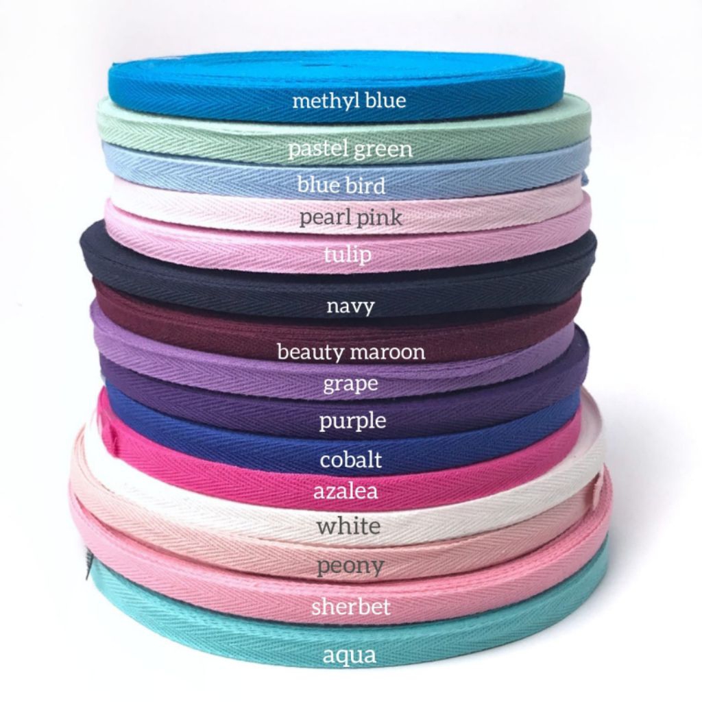 25 YARD - 1 CM / PITA TWILL TAPE / PITA KATUN POLOS / PITA TWILL TAPE