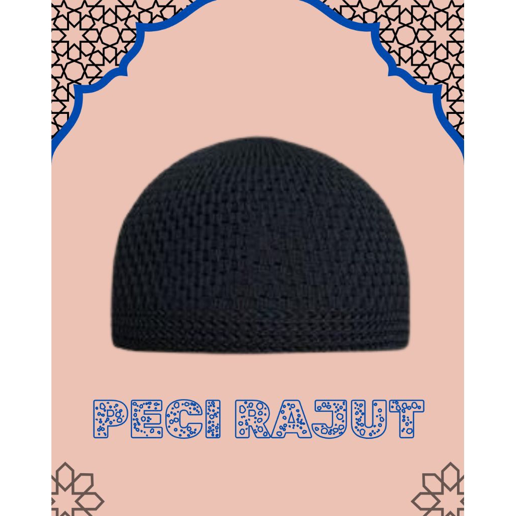 peci rajut warna hitam kopyah haji