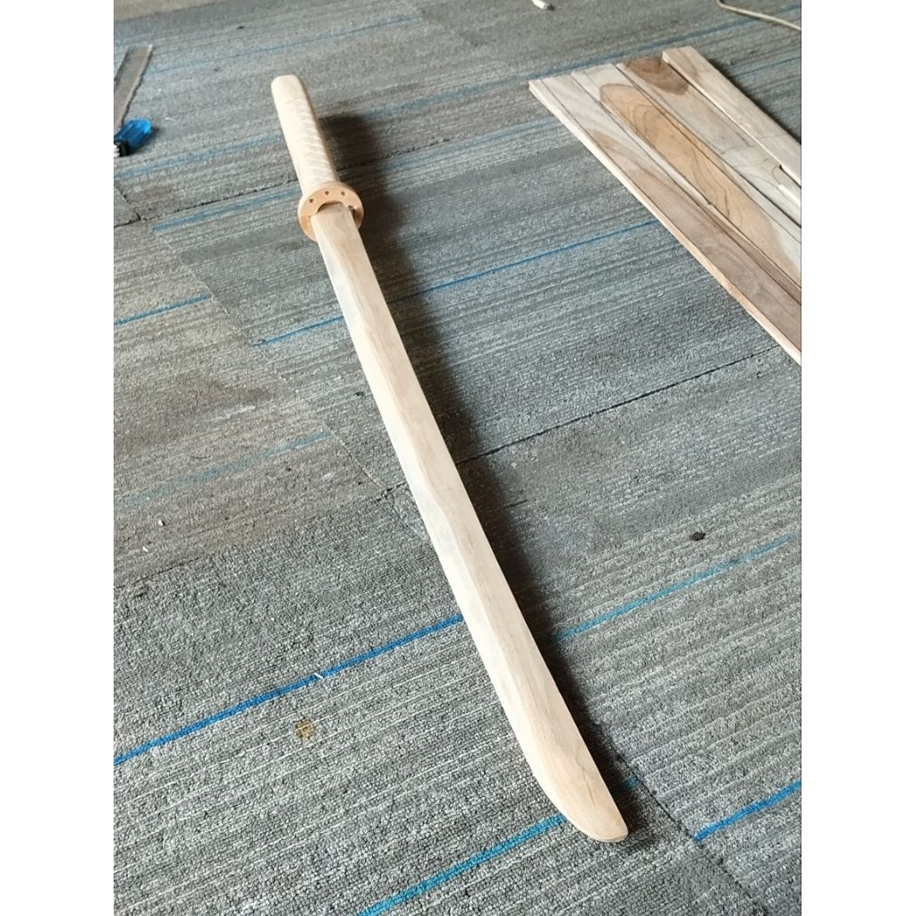 Mainan Anak Pedang Kayu Samurai Panjang 100cm Pedang Cosplay Samurai Kayu Jati Polos