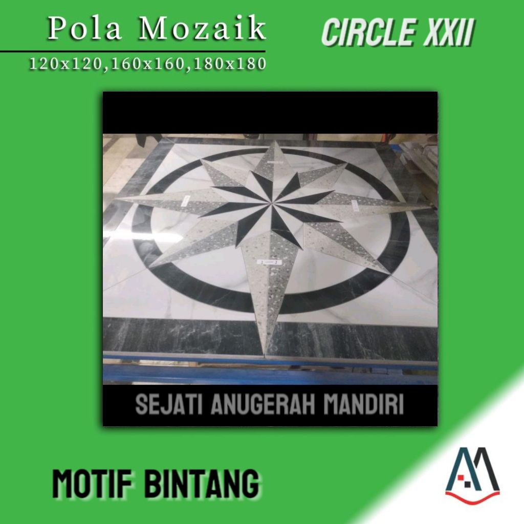 granit pola mozaik motif bintang ukuran 120x120 - circle XXII
