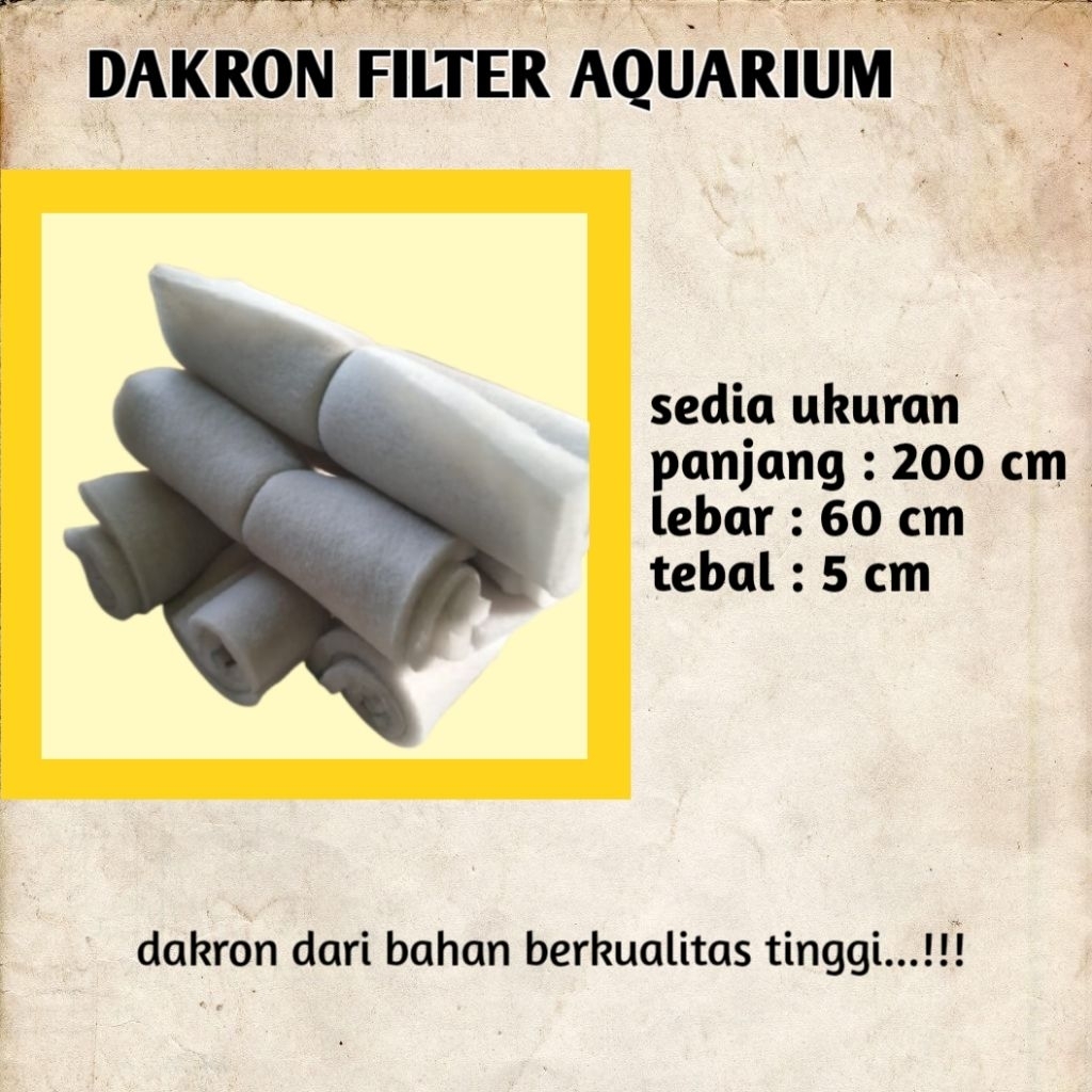 DAKRON lembaran ukuran 200 cm x 60 cm x 5 cm utnuk filter aquarium/ kolam ikan berkualitas