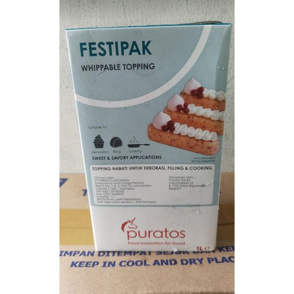 

Puratos Festipak Whippable Topping / Krim Cair Plan - 1 Liter