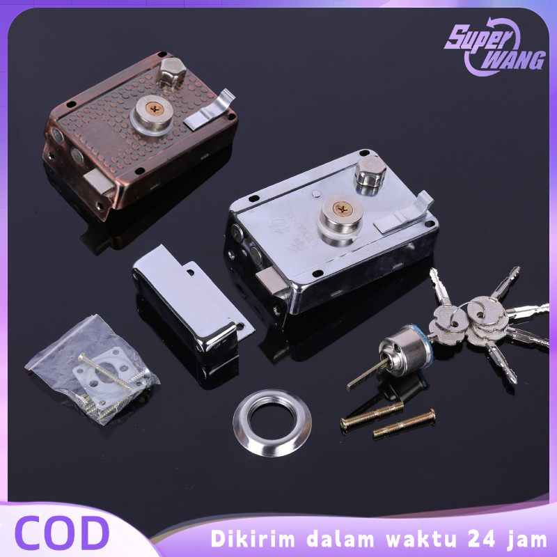 1set Kunci Pintu Gerbang Otomatis Inti Tembaga Pengunci Pintu Otomatis Kunci Pintu Mekanis Otomatis