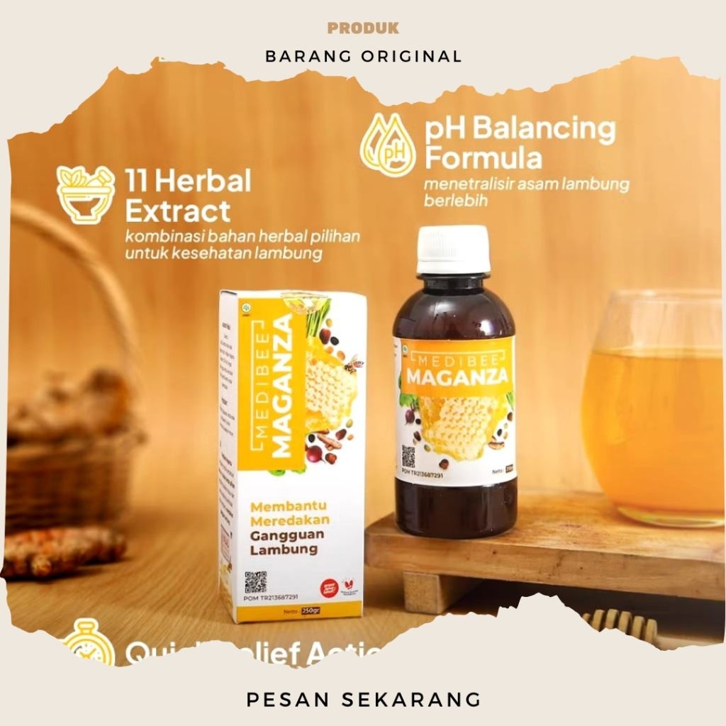 

Medibee Maganza Original - Madu Herbal Pencernaan Bantu Atasi Maag, Gerd, & Asam Lambung
