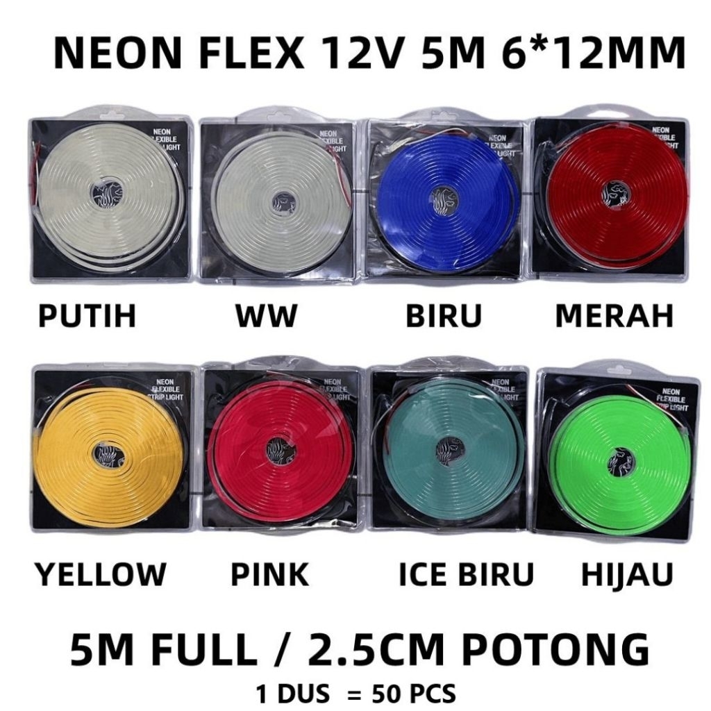 AWLS NEON FLEX HIGH QUALITY 5 METER 12 VOLT 6*12MM / 12V / 12 V AKI DC KUALITAS BAGUS PUTIH WARMWHIT