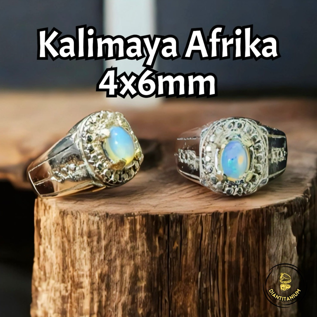 Cincin Batu Kalimaya Afrika Ring Alpaka Ukuran 4x6mm