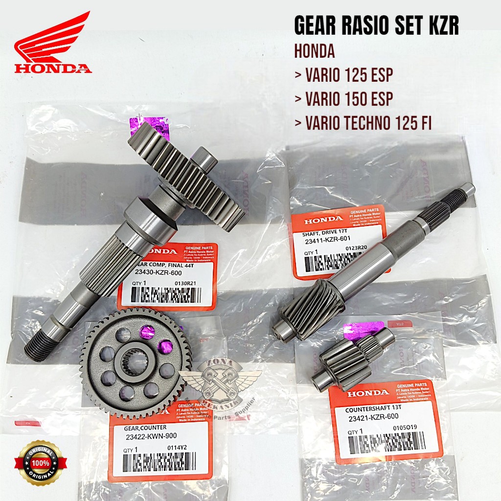 Gear Rasio Set Honda Vario 125 Led Techno Vario 150 ESP Pcx 150 CBU Original Gigi Rasio KZR