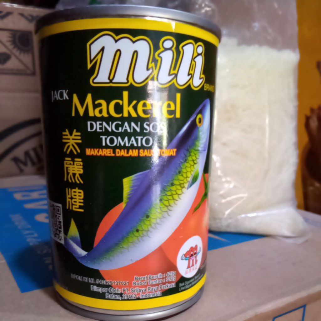 

MILI asli tutup putih brand sarden mili GJH jack MACKEREL in tomato sauce 425g