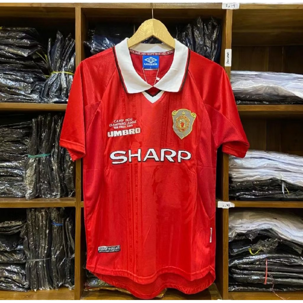 Retro | Jersey Bola Retro MU Home UCL 1999 Grade Ori/Jersey Klasik/Jersey Retro/Jersey Vintage