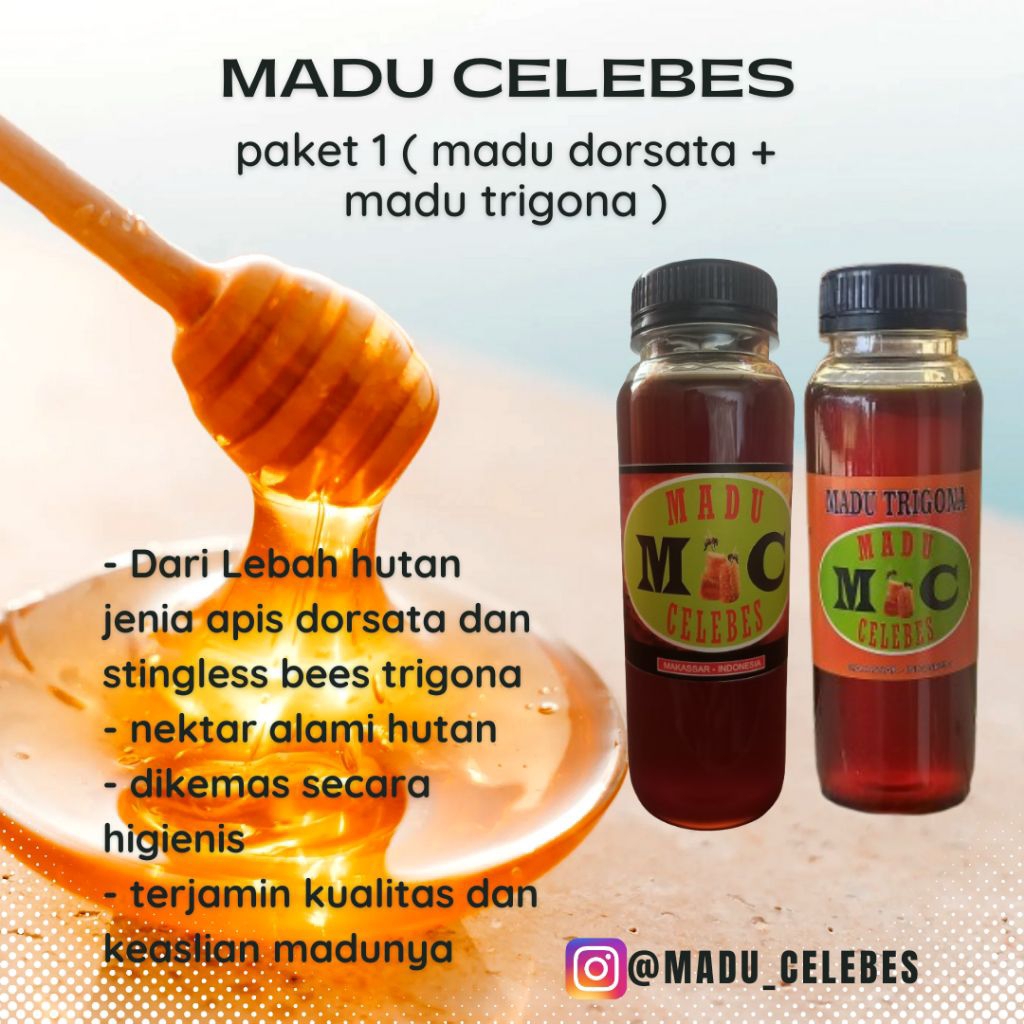 

paket 1 (madu dorsata + madu trigona)