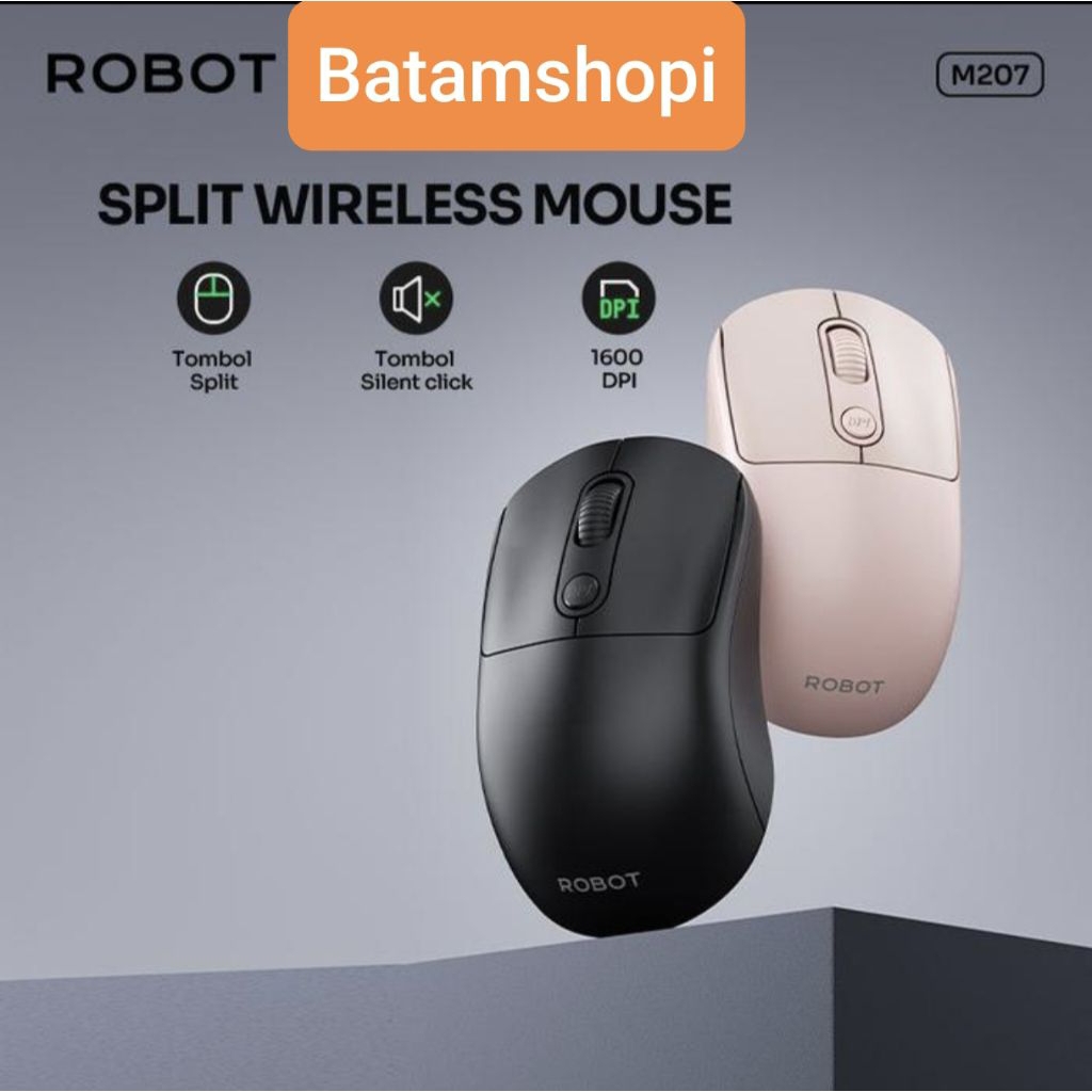 robot m207 mouse wireless usb chip silent click fot laptop and pc original