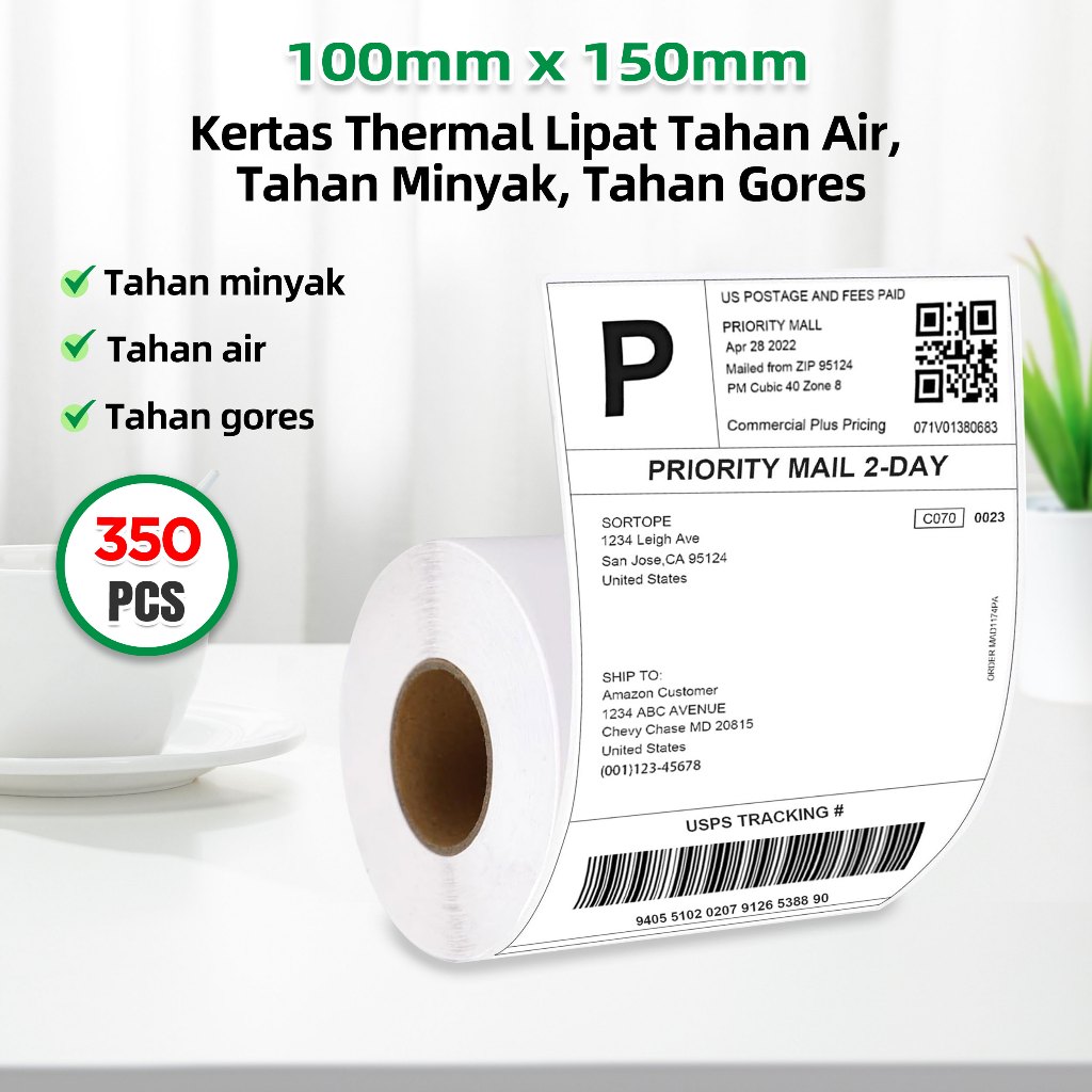 

HJK KERTAS STICKER LABEL THERMAL LIPAT 100x150 BARCODE A6 76x130 BARCODE A7