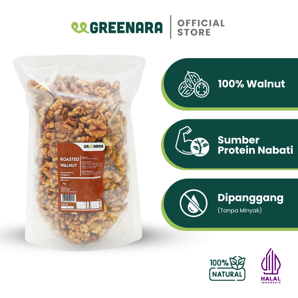 

Greenara - Kacang Walnut Panggang 1Kg / Roasted Walnut
