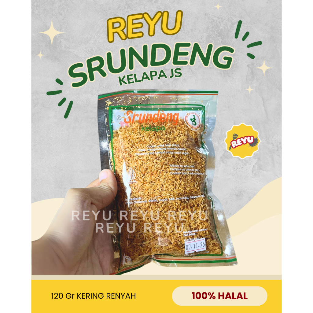 

REYU SRUNDENG KELAPA JS KHAS SOLO 120Gr KERING RENYAH SERUNDENG SALA OLEH-OLEH MURAH