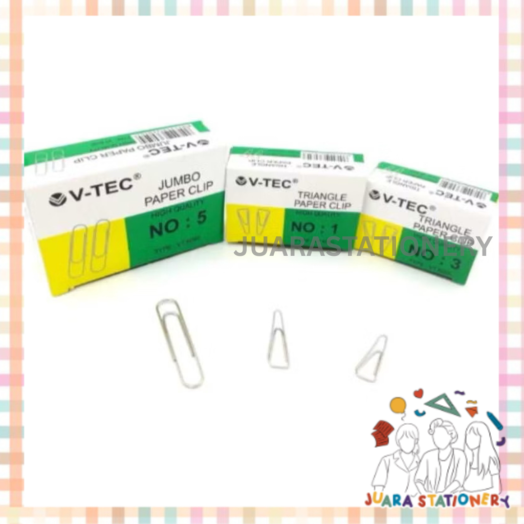 

JUARASTATIONERY Trigonal Paper Clip V-tec no. 1 no.3 no.5 / Klip Penjepit Klip Kertas V-tec