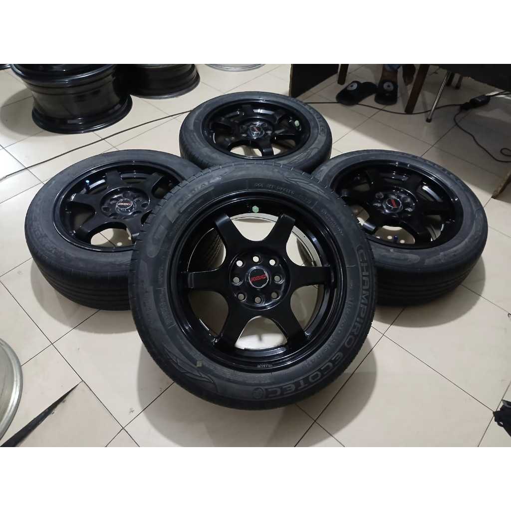 Velg Mobil JDM Ring 15 Te37 Baut 4 + Ban GT 185 60 R15 Second Like New
