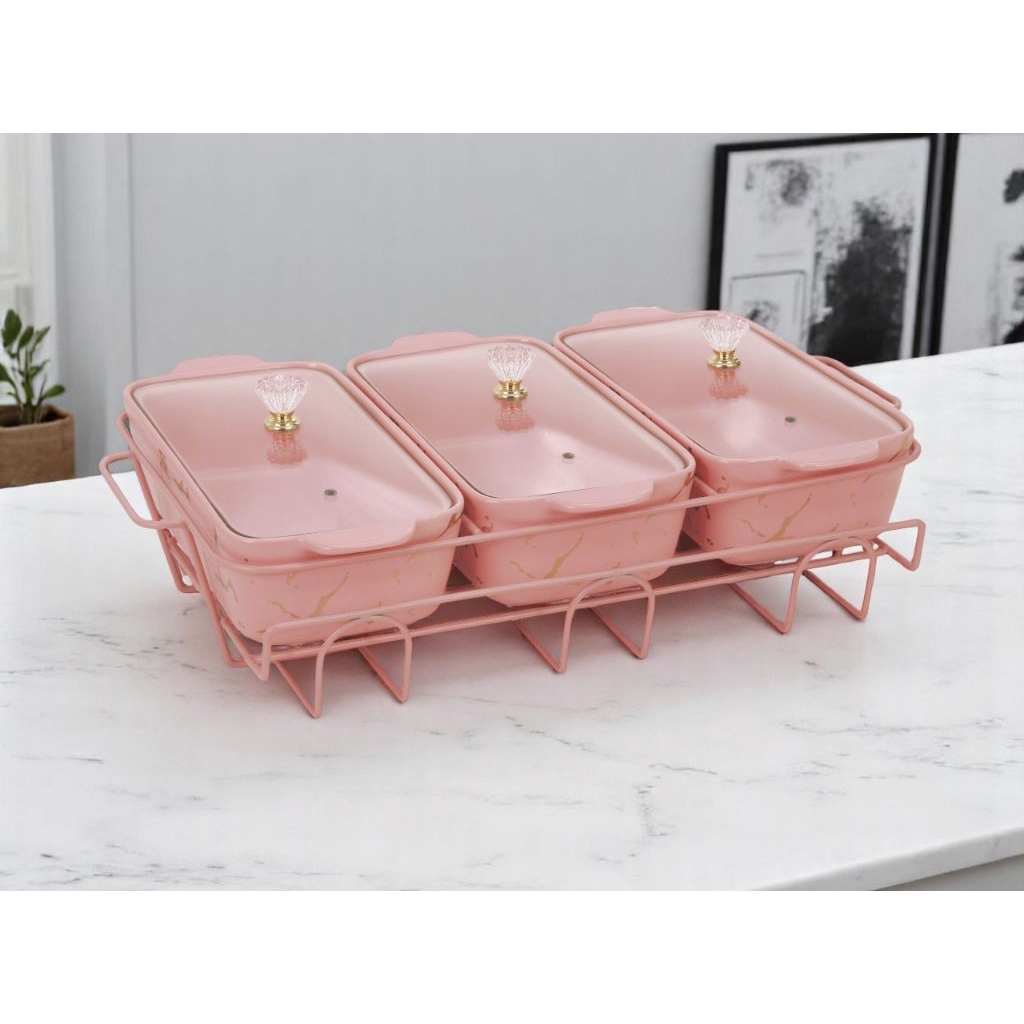 Wadah Saji Serena Bm916 PINK, food display Vicenza motif Marmer dengan rak, Prasmanan VICENZA Dibuat