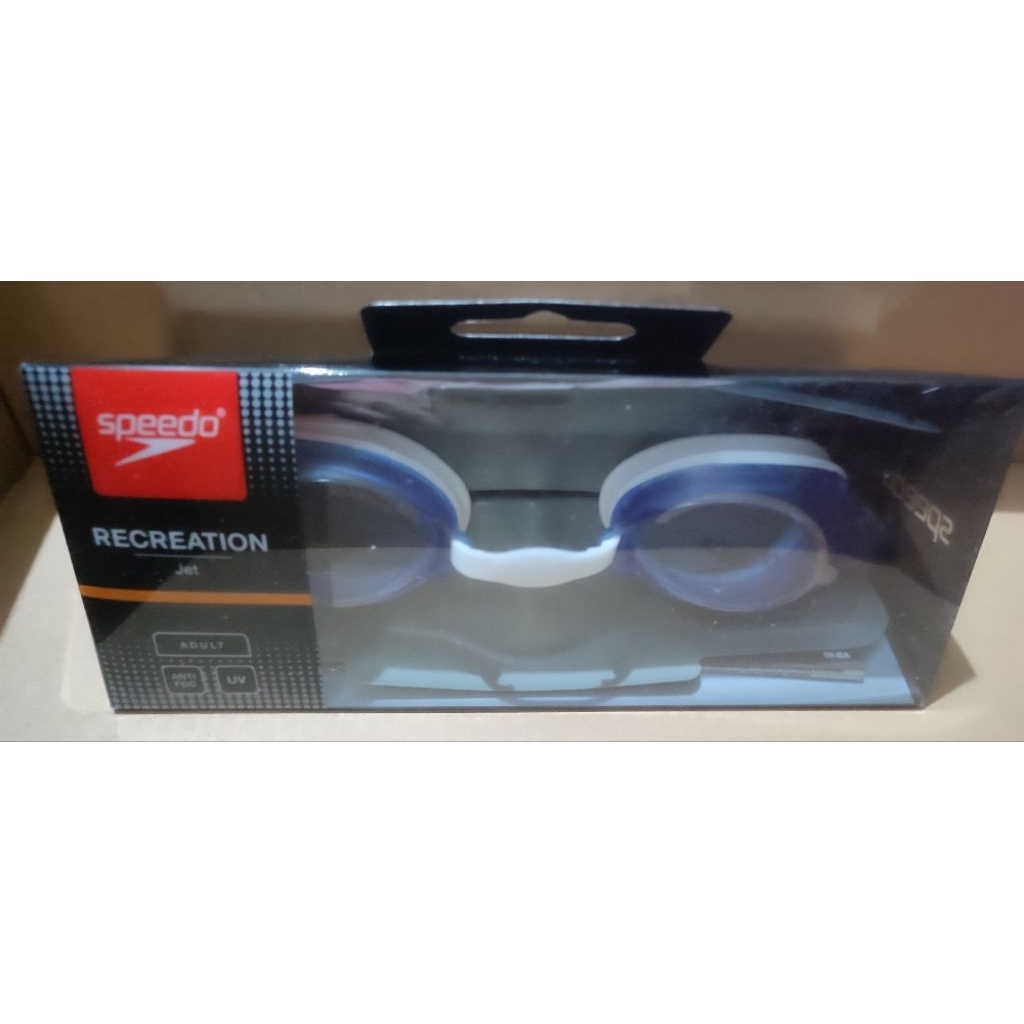 SALE Kacamata Renang Dewasa SPEEDO Recreation Jet Anti Fog with UV Protect Blue White Original Sport