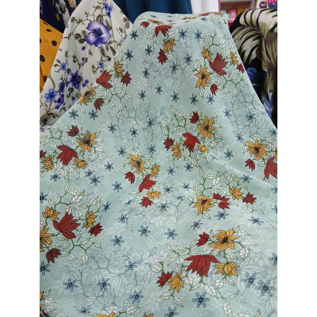 Kain/Bahan ceruty babydoll motif kembang//Bahan ceruty babydoll meteran//Kain ceruti babydoll motif 