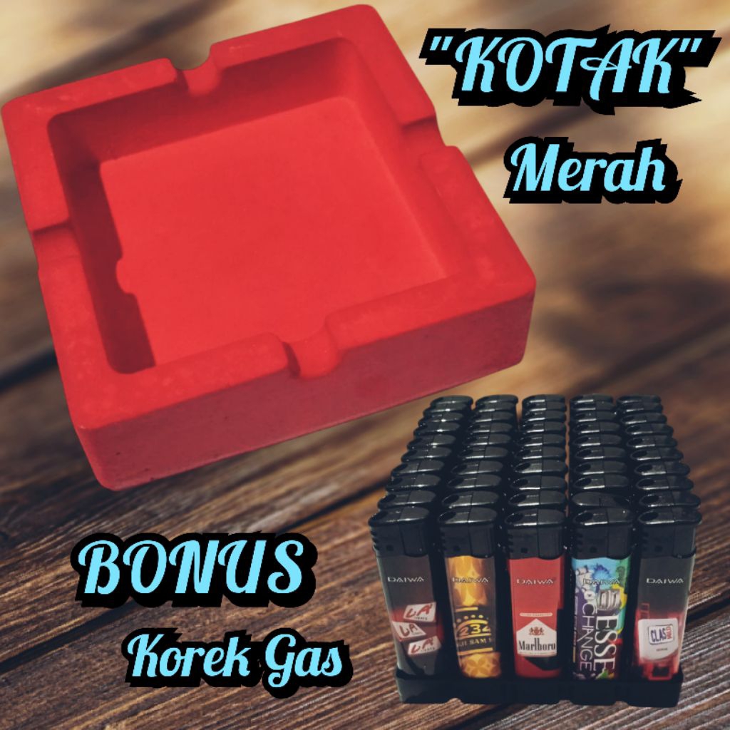 Asbak Rokok [ KOTAK ]  Bonus Korek Gas / Asbak Minimalis Aesthetic
