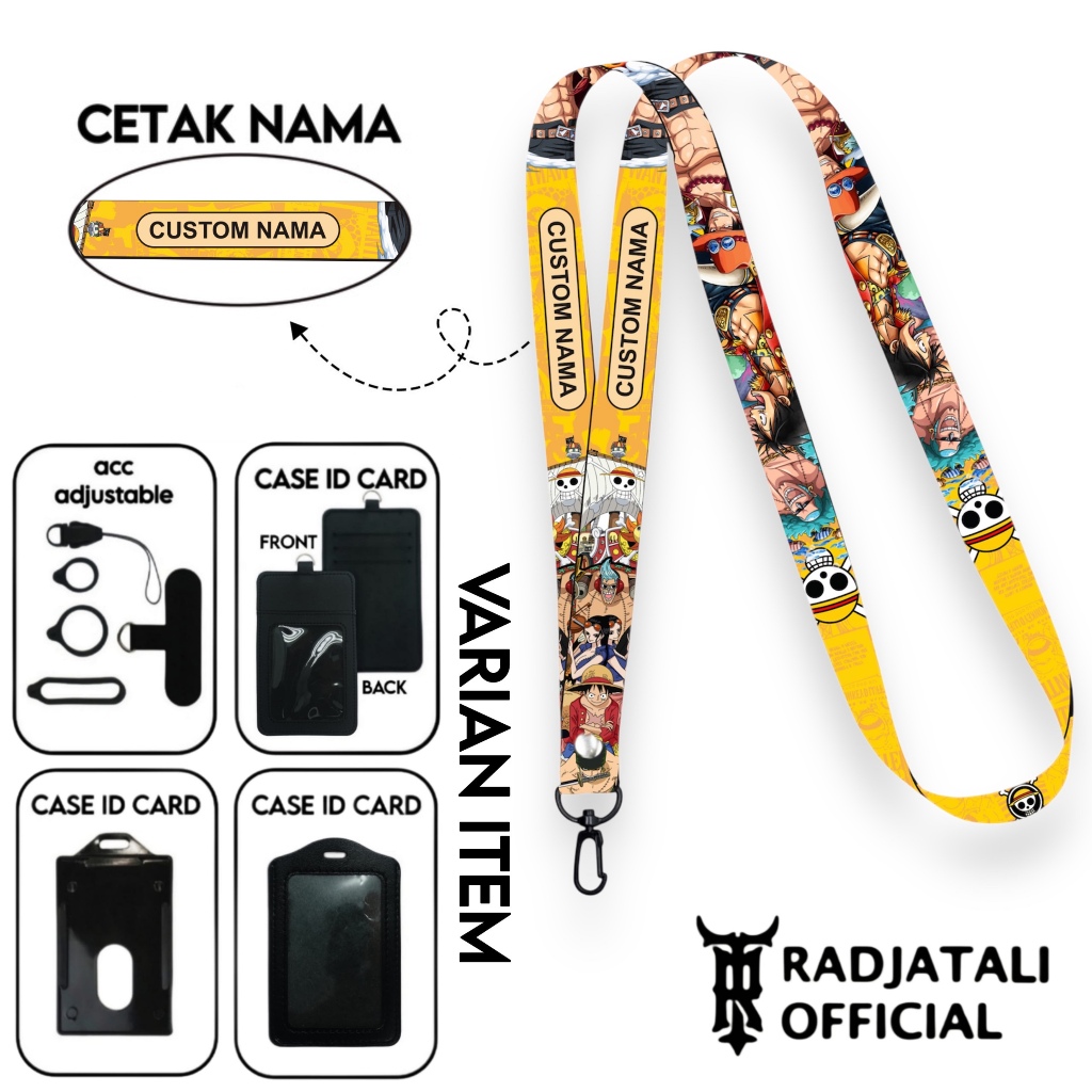Lanyard Custom Nama One Piece Series V3 Size 1,5cm Bisa Request Nama Full Printing 2 Sisi Gantungan 