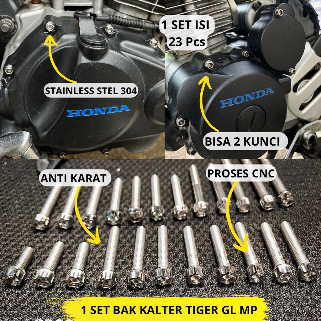Baut L Mesin Tiger GL MP Stainless Set Bak Mesin CNC Probolt 2 Kunci