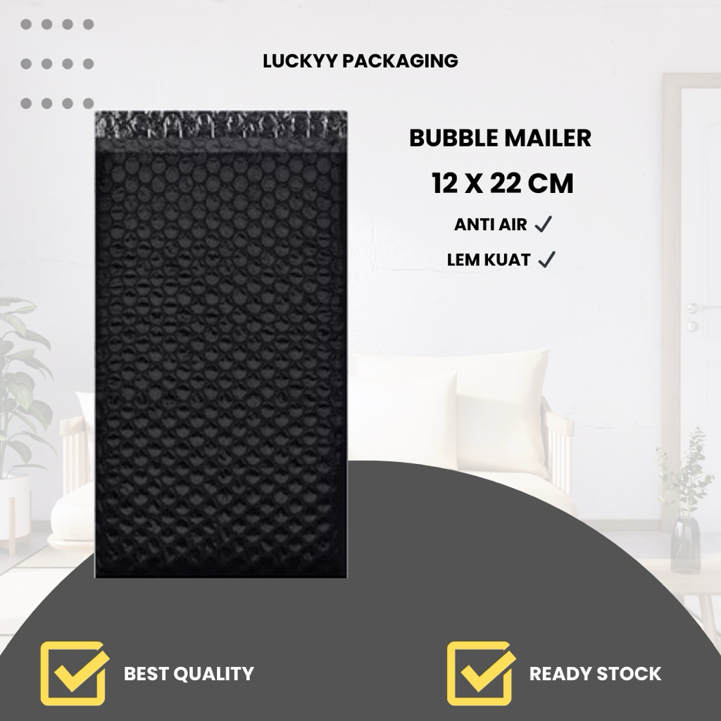 

Plastik packing BUBBLE MAILER 12 x 22 hitam Amplop Bubble kantong plastik Bubble wrap hitam