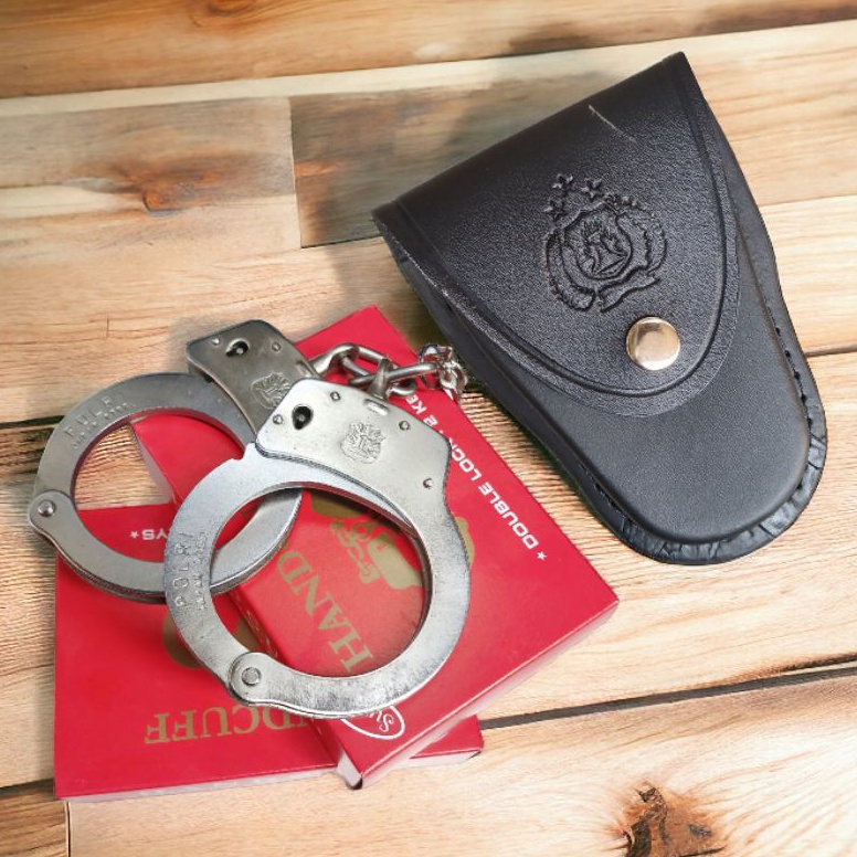 borgol tangan plus sarung borgol kulit satu set borgol satpam sarung kulit satu set KODE V2U8