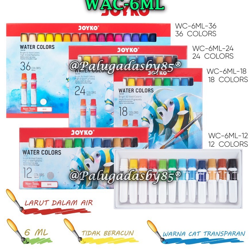 

KODE P53P 1 Set GABUNGAN Cat Air JOYKO WAC6ML36 WAC6ML24 WAC6ML18 WAC6ML12 Water Color Joyko WAC6