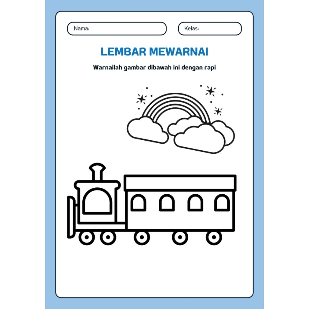 

Lembar Mewarnai 10 lembar Transportasi Anak PAUD-TK-SD MIX kertas manila