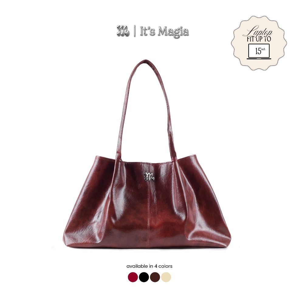 KODE P29B Magia Emma Bag Maroon Totebag Kulit Sintetis Premium