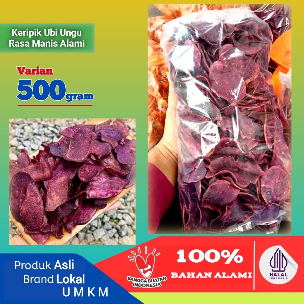 

Keripik Ubi Ungu Gurih Manis 500gram / Keripik Muntul Ungu / Keripik Ubi Jalar Ungu
