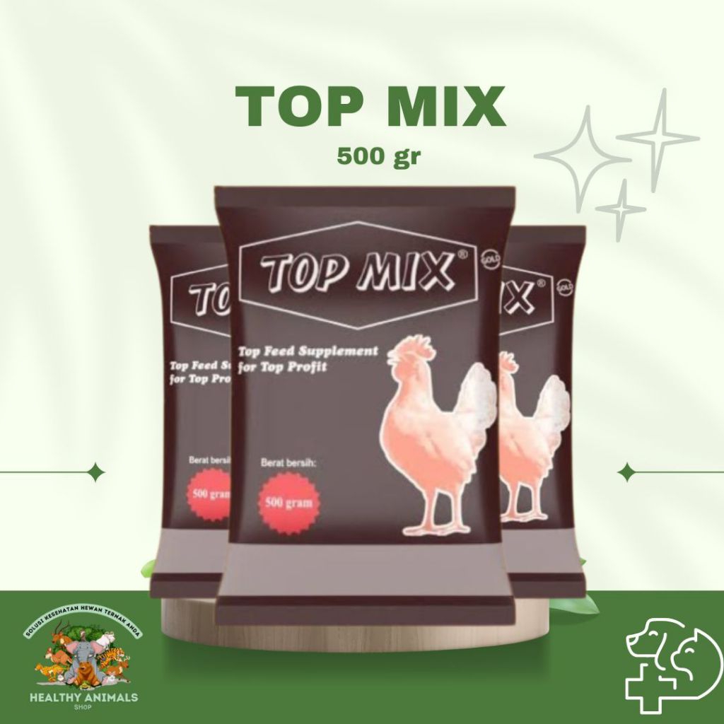 Top Mix Medion Suplemen Pakan Ayam 500 gr - Mineral/Suplemen Tambahan Bergizi Ayam Pedaging, Petelur
