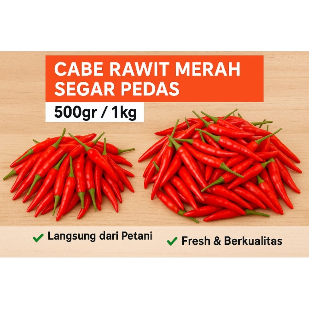 

Cabe Rawit Merah Super Pedas 500gr / 1kg - Segar & Pedas Asli