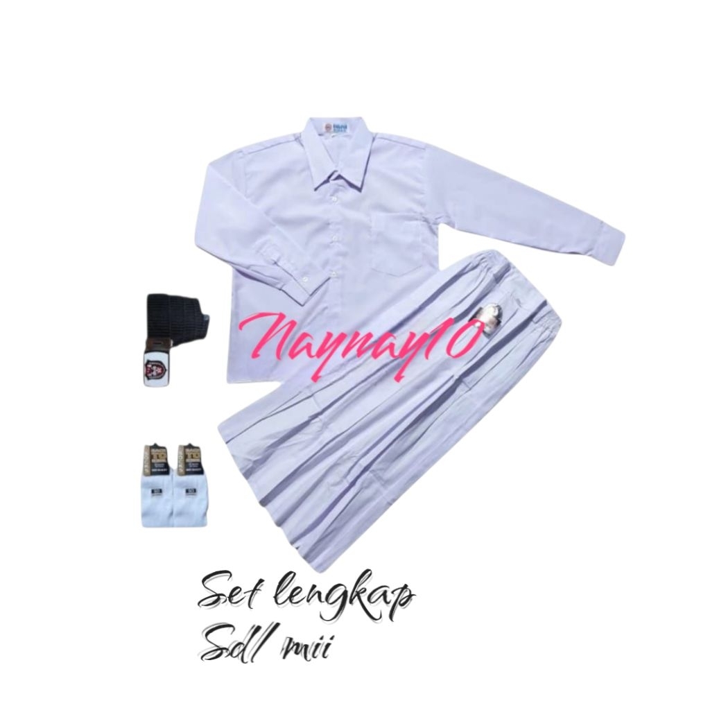 set lengkap baju putih polos panjang rok putih panjang sd anak perempuan