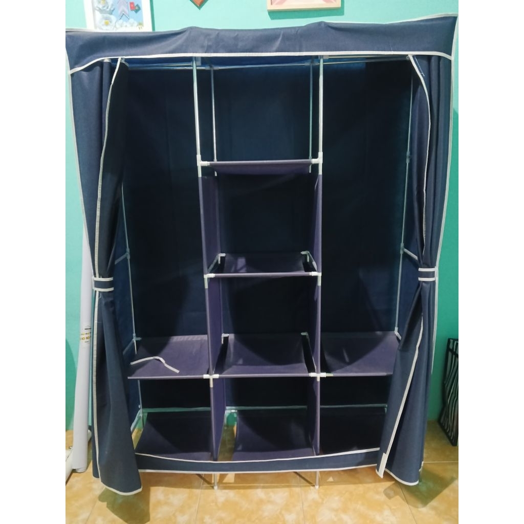 Lemari pakaian kain portable 3 sekat (second) / Lemari baju murah