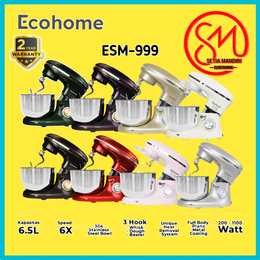 ECOHOME Stand Mixer Platinum Series ESM999 Premium Stand Mixer Heavy Duty 6.5L Capacity SMEC