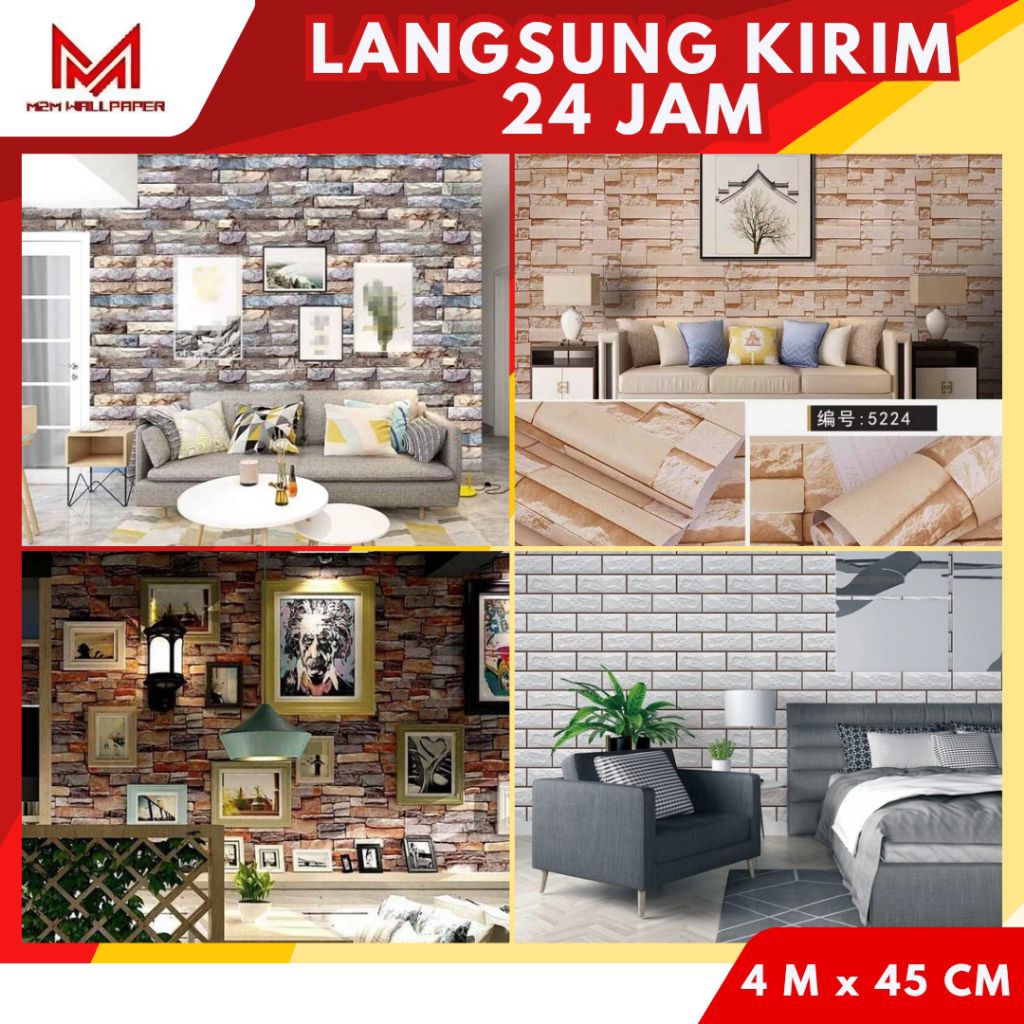 Wallpaper Dinding Motif Batu 3D Wallpaper Dinding Bata 3D [ M2M WALLPAPER ] Wallpaper Dinding Ruang 