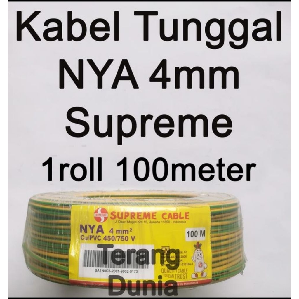 Kabel Tunggal 4mm Supreme 1 rol Kabel Supreme NYA 4mm 100meter 1 rol Kabel 4mm Kabel Supreme Tunggal