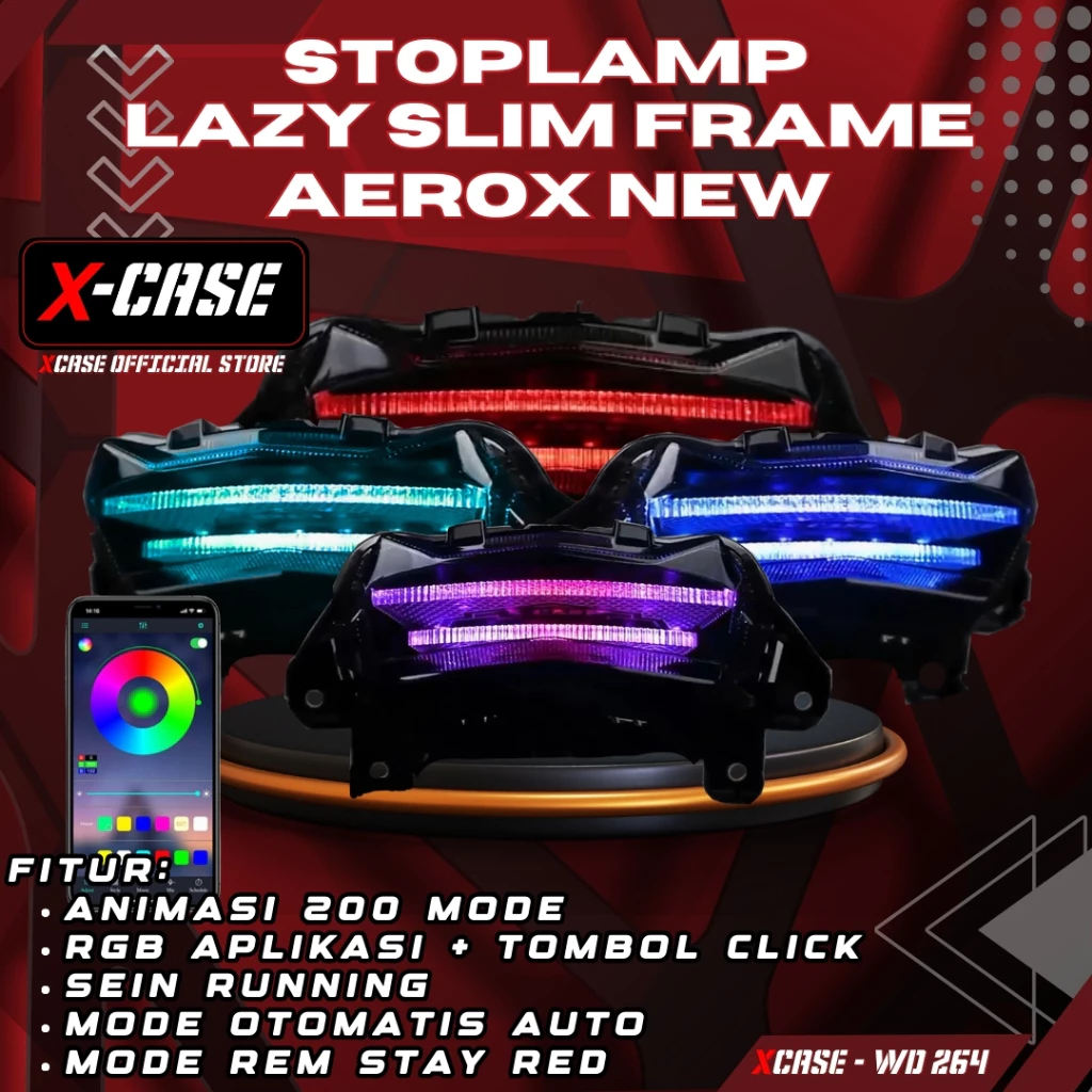 LAMPU STOP AEROX NEW NVX LAZY CRYSTAL AKRILIK SLIM FRAME CONNECT APP STOPLAMP NEW AEROX NVX SLIM FRA