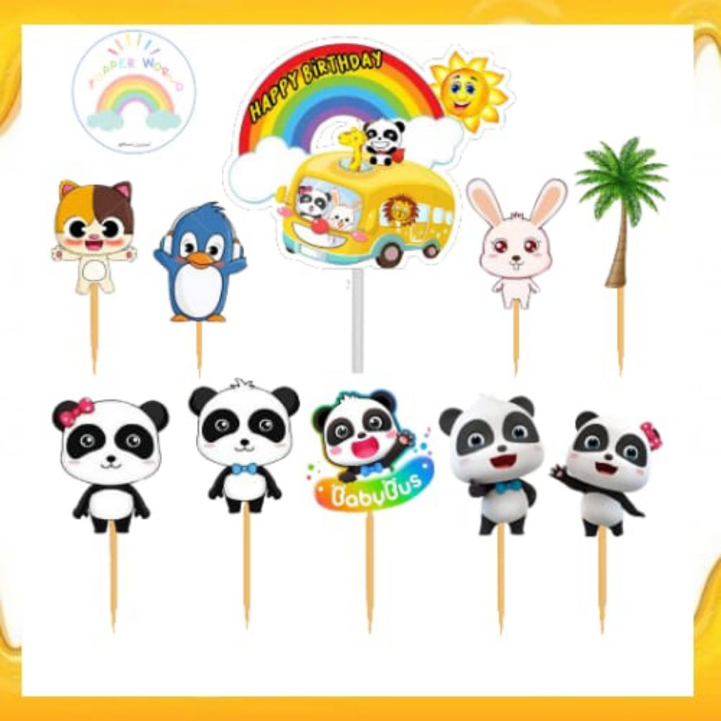 Topper Cake Babybus/ Topper Cup cake / Topper Ultah/ Satu set isi 10 - Topperworld