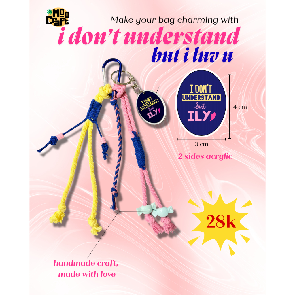Bag Charm Macrame Handmade | Gantungan Tas Lirik Lagu Seventeen - MooCraft