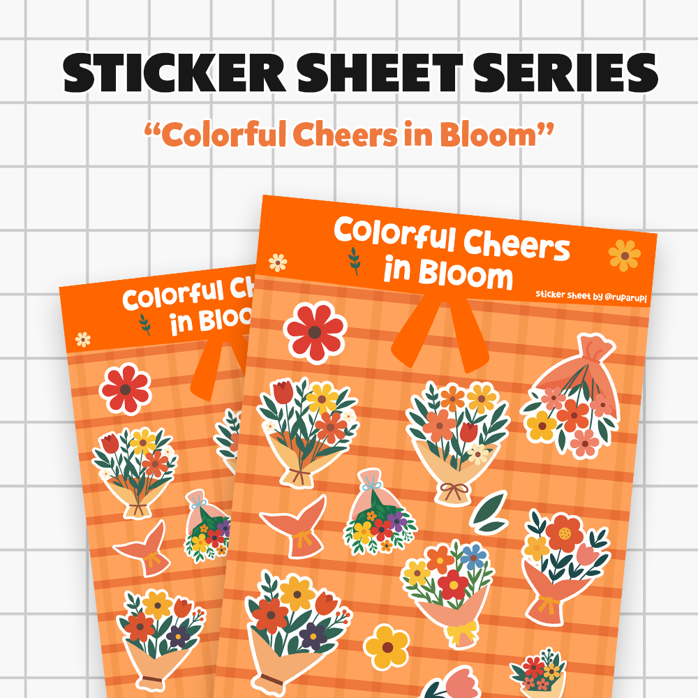 

Sticker Cantik Bunga Warna-warni | sticker sheet