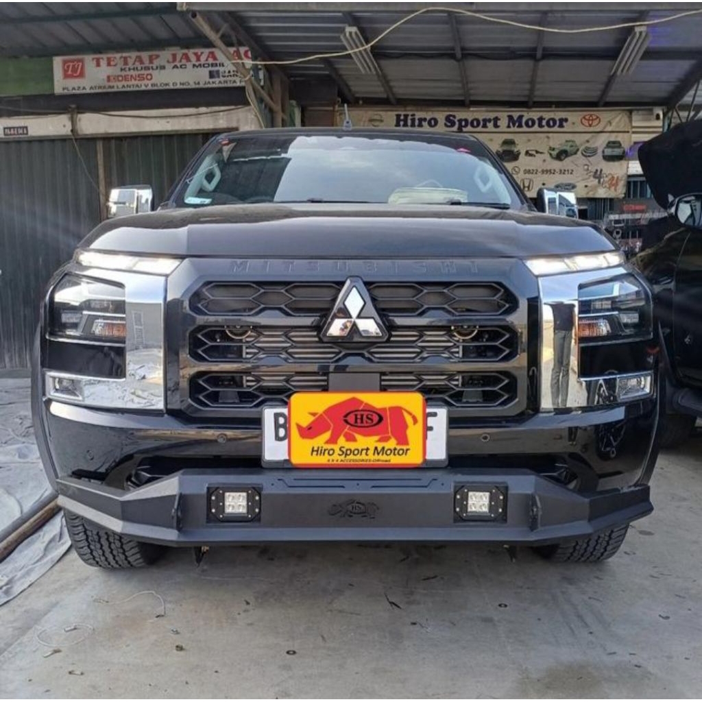 tanduk bumper depan triton full plat black edition 2024 - 2025