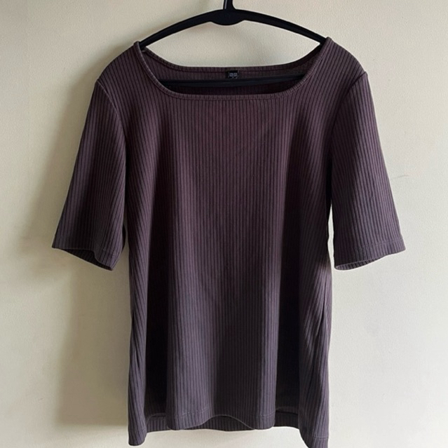 Uniqlo Top | Black Ribbed Square Neck
