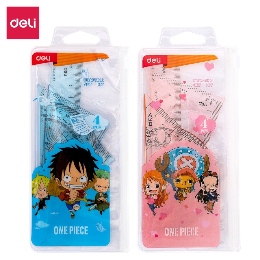 

Deli One Piece School Ruler Set / Set Penggaris Sekolah 4 in 1 Lucu Gambar One Piece Dengan Pouch Plastik EH17
