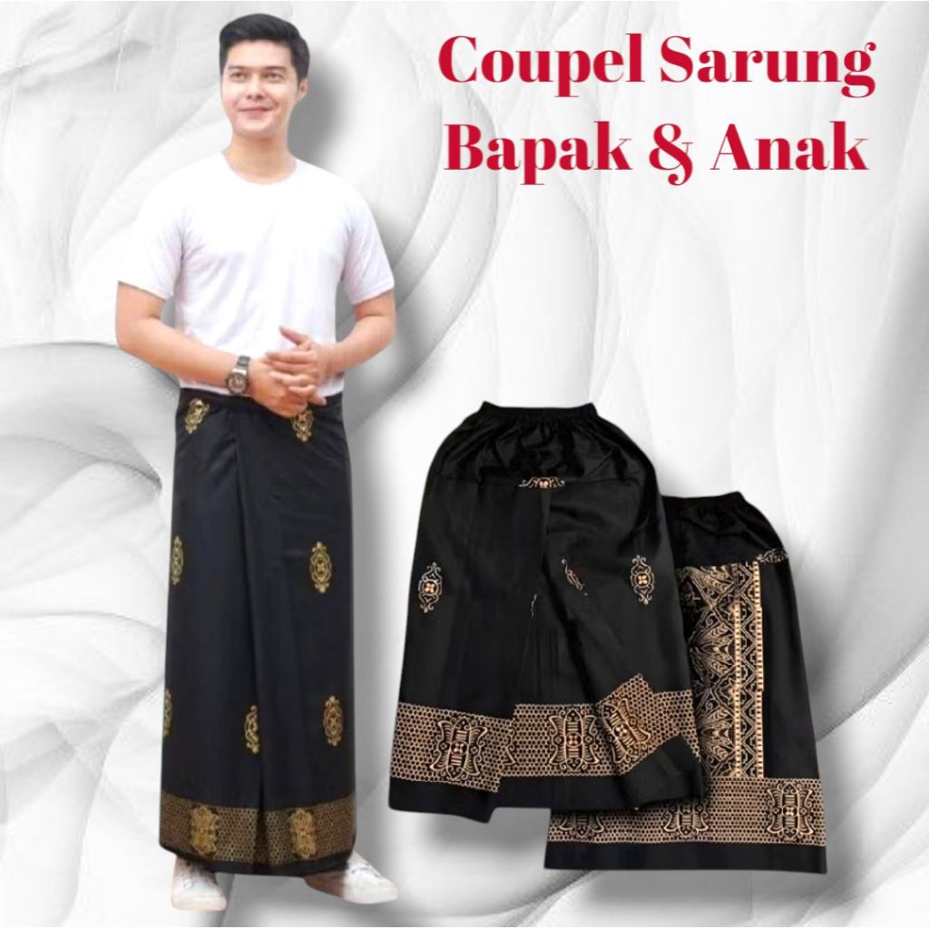 Coupel Sarung Batik Bapak dan Anak/sarung instan anak/sarung batik dewasa/sarung instan anak motif s
