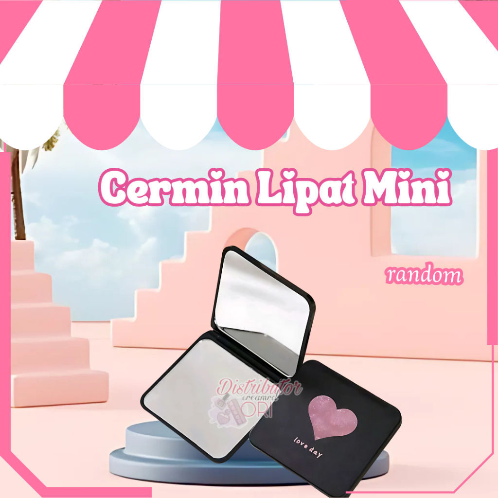 Cermin Lipat Mini Tipis Travel Kaca Rias Makeup 2 Sisi/Cermin Lipat Mini